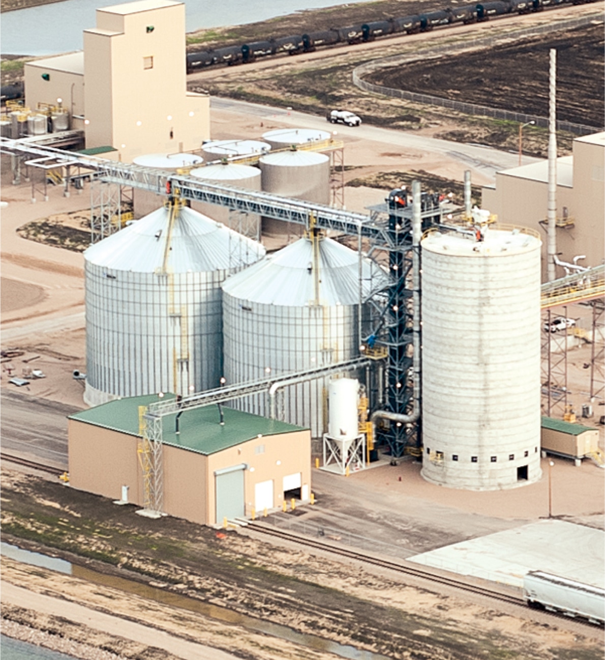 Aerial photo of agricultural-industrial facility built by McGough