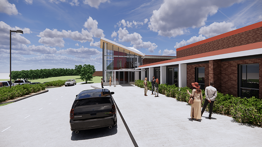 Main entrance rendering - Indian Hills community college