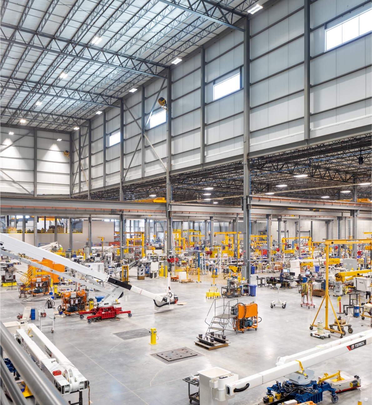 Interior of a large industrial factory building constructed by McGough